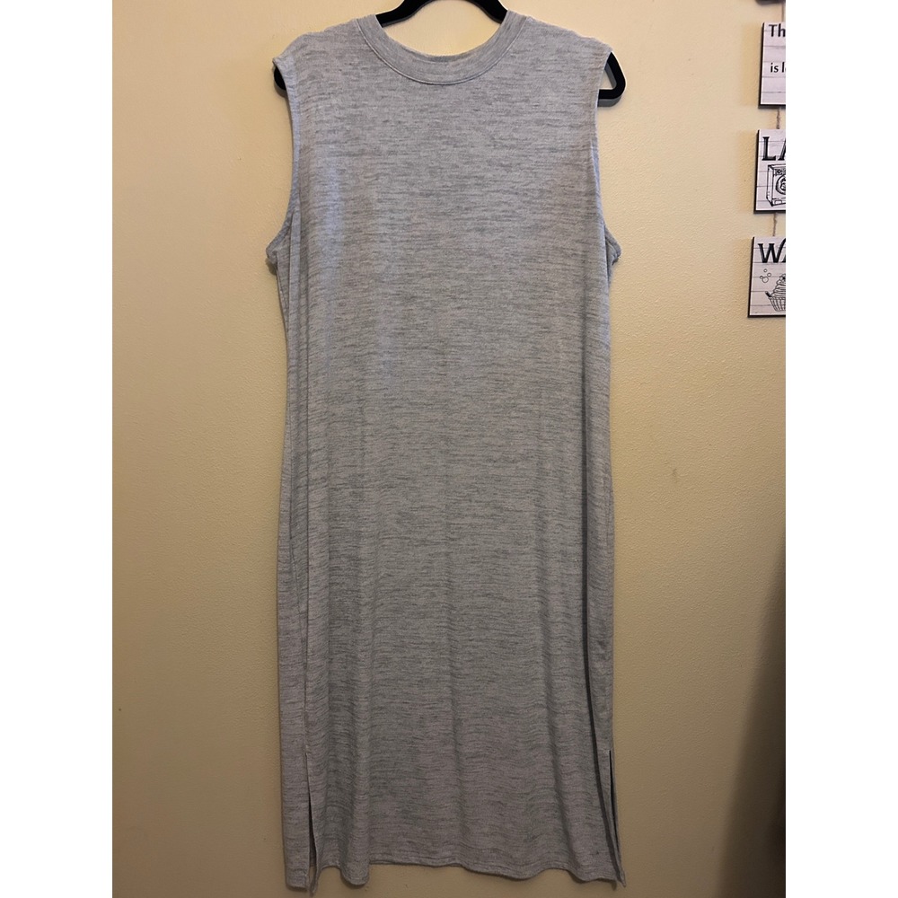 Prologue‎ Midi Dress Womens XL Gray Excellent Sleeveless Knit Side Slit Shift